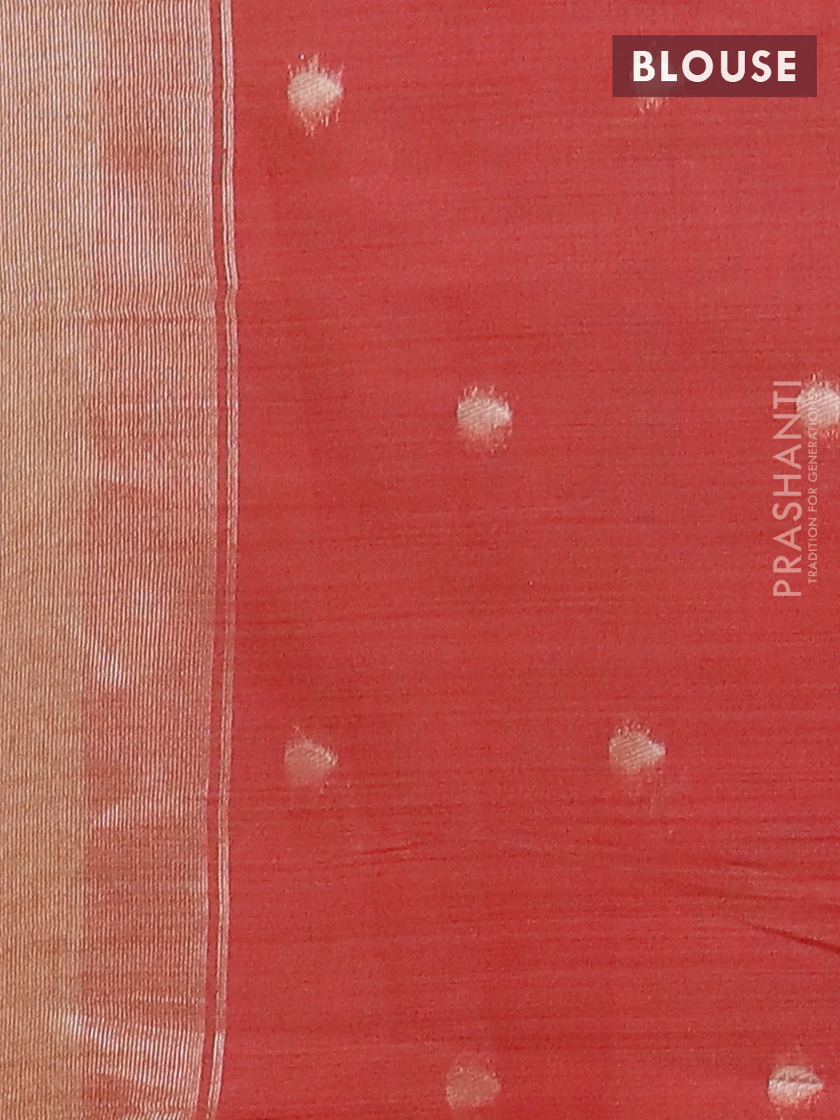 Jamdhani cotton saree sandal and red with thread woven buttas and jamdhani pallu - Image 4