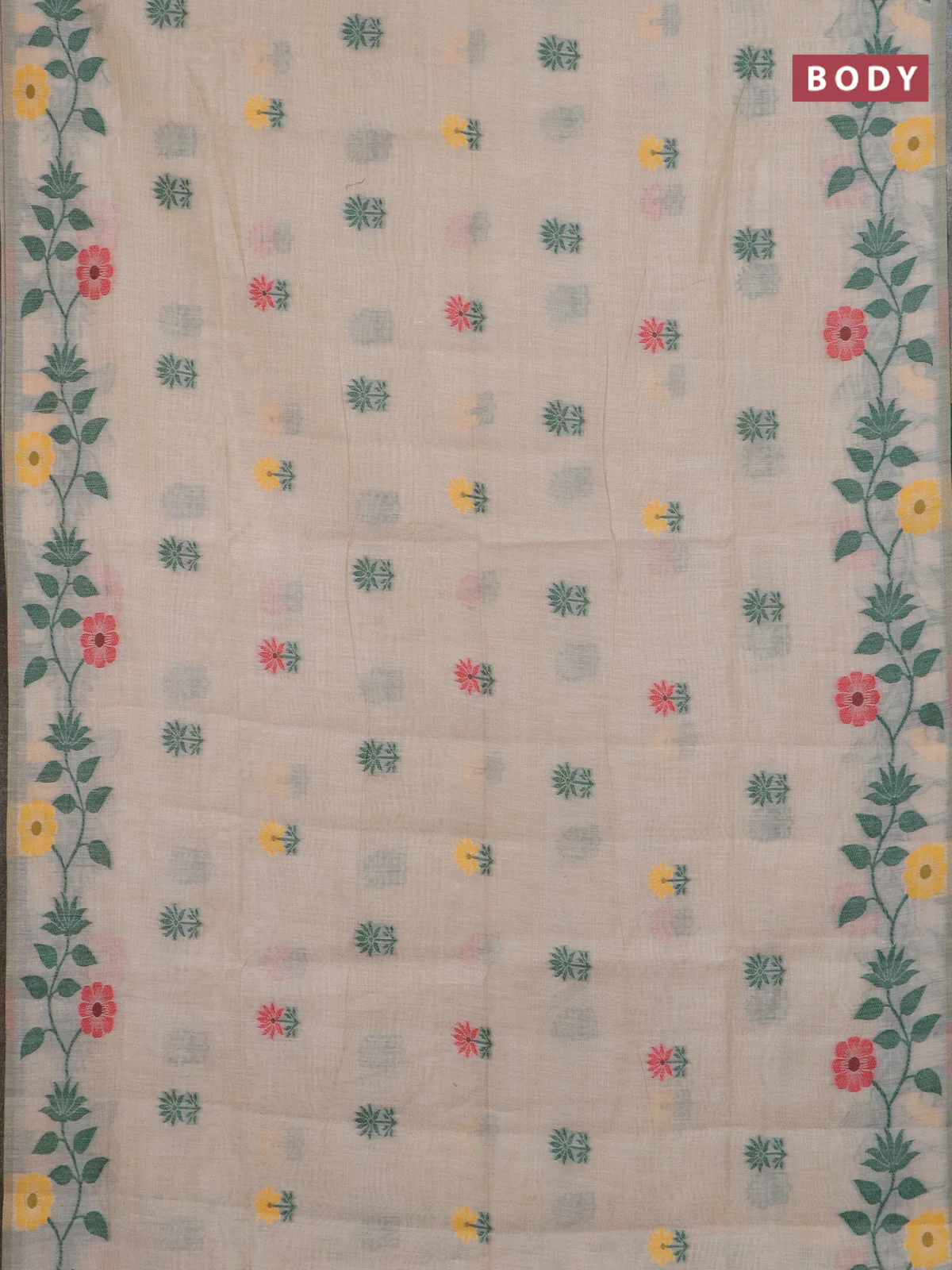 Jamdhani cotton saree sandal with thread woven buttas and jamdhani pallu - Image 2