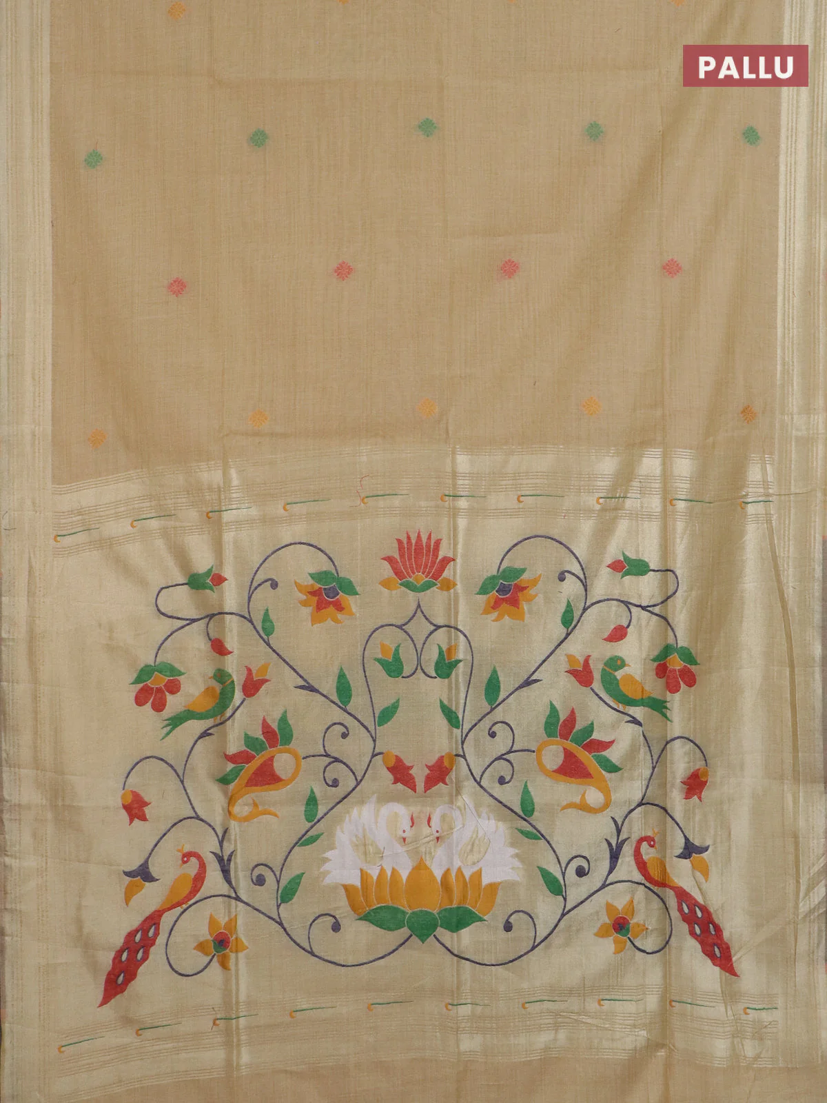 Jamdhani cotton saree sandal with thread woven buttas and jamdhani pallu - Image 3