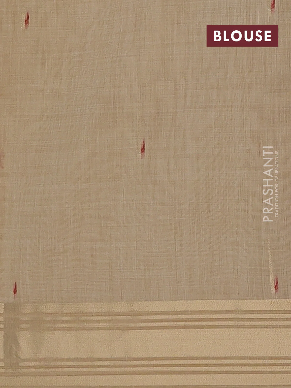 Jamdhani cotton saree sandal with thread woven buttas & embroidery work and embroidery jamdhani pallu - Image 4