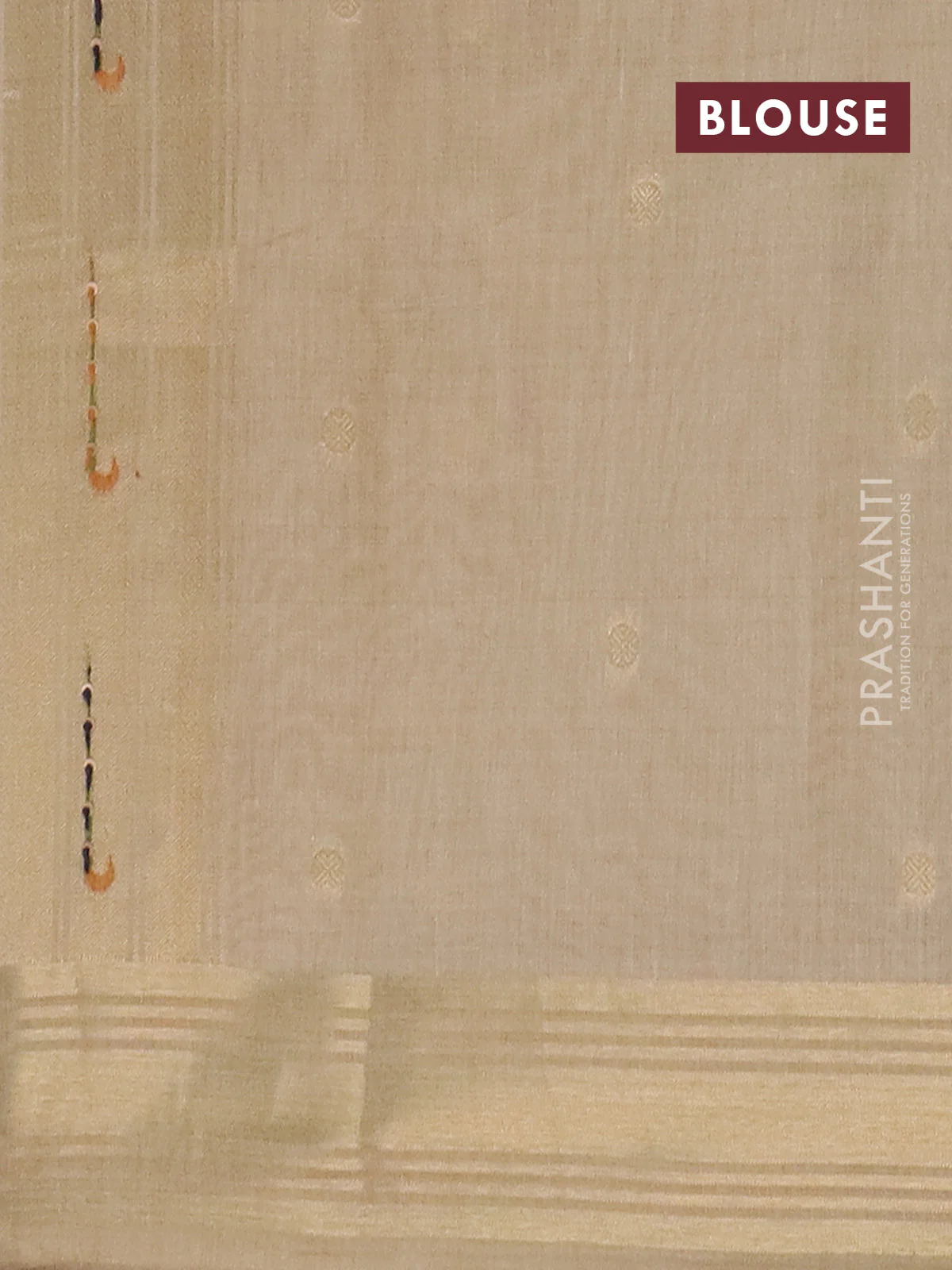 Jamdhani cotton saree sandal with thread woven buttas & embroidery work and embroidery jamdhani pallu - Image 4