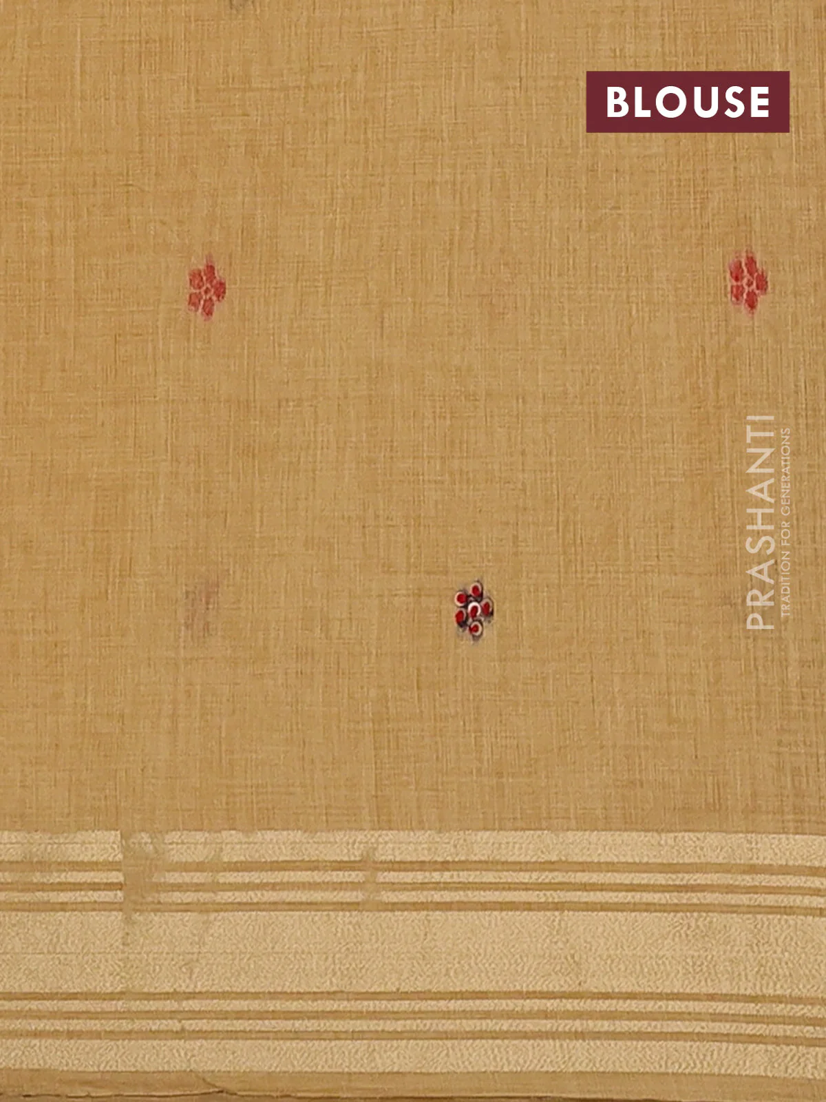 Jamdhani cotton saree sandal with thread woven buttas & embroidery work and embroidery jamdhani pallu - Image 4