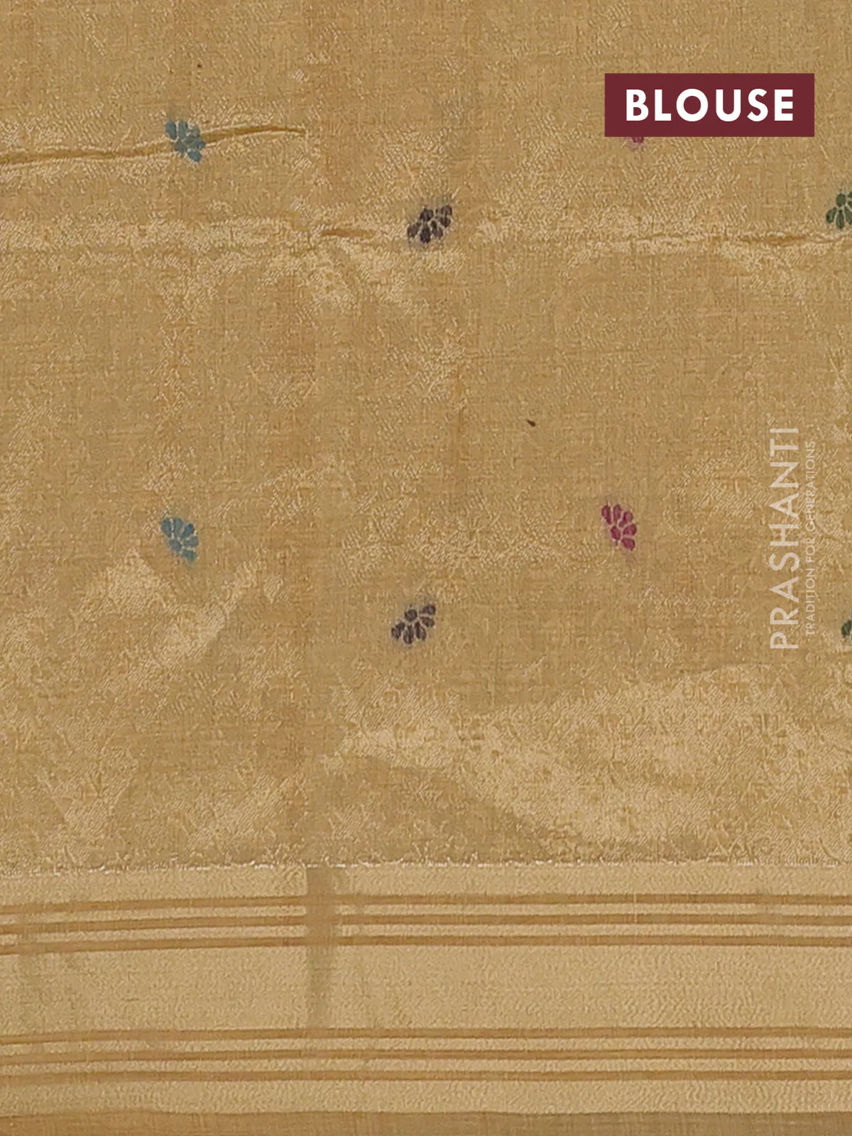 Jamdhani cotton saree sandal with thread woven buttas & embroidery work and embroidery jamdhani pallu - Image 4