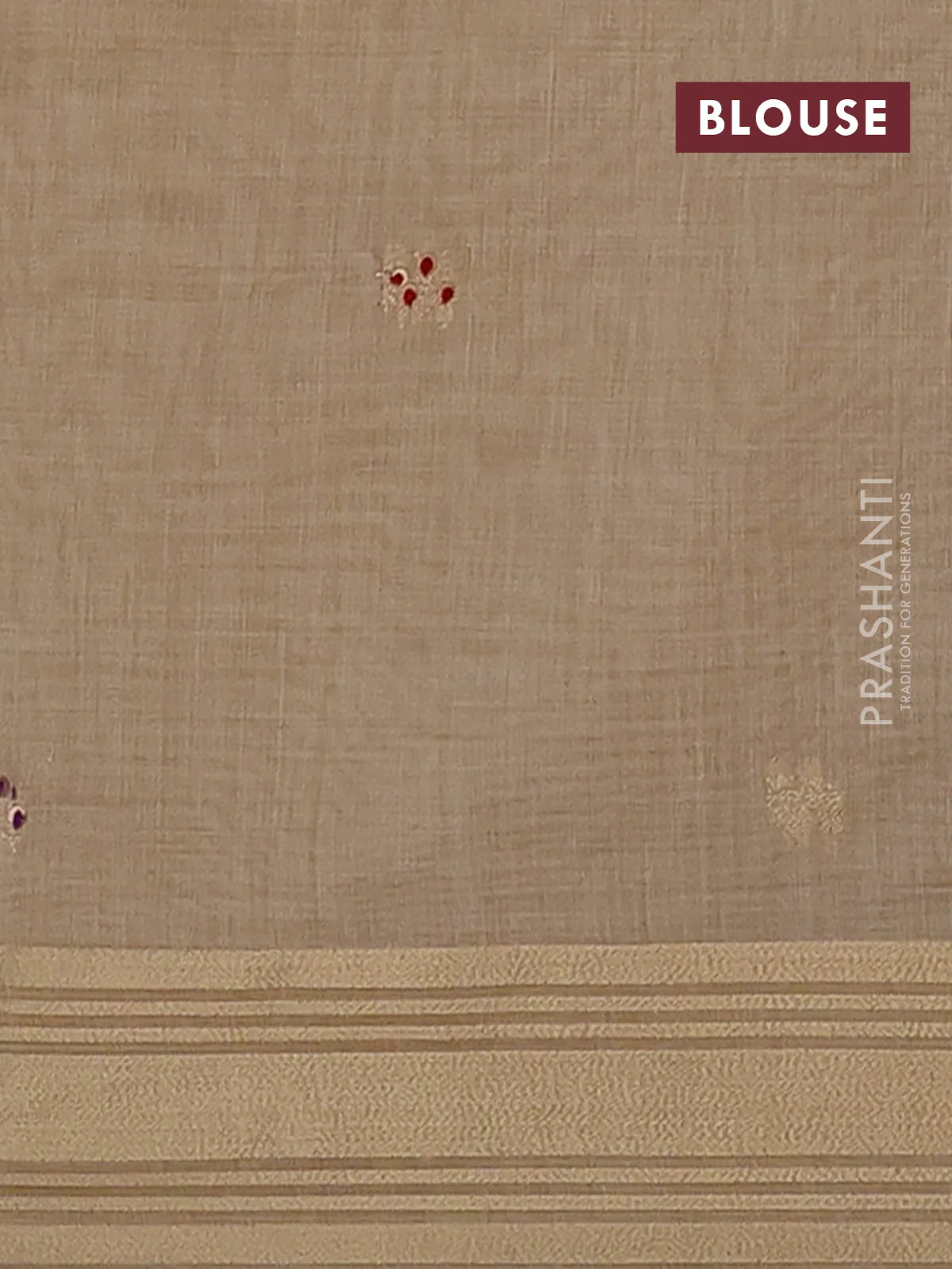 Jamdhani cotton saree sandal with thread woven buttas & embroidery work and embroidery jamdhani pallu - Image 4