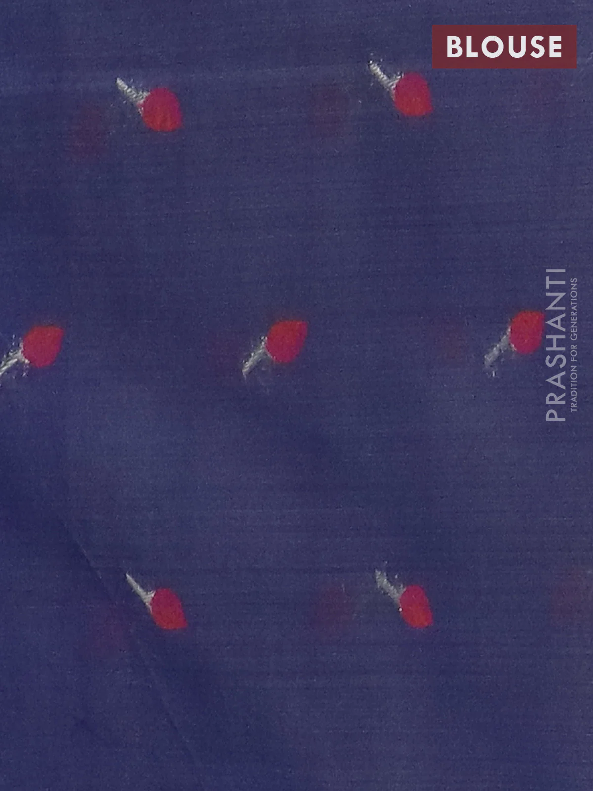 Jamdhani cotton saree teal blue and navy blue with allover thread woven buttas and jamdhani pallu - Image 4