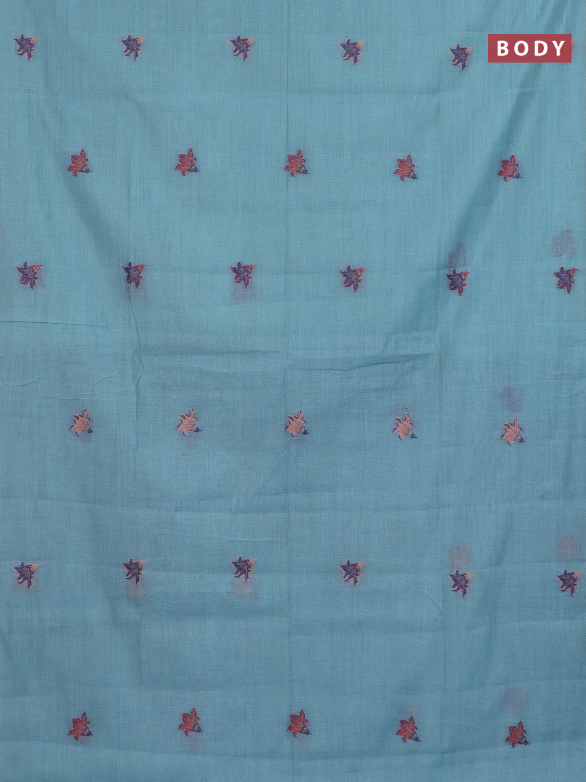 Jamdhani cotton saree teal blue and navy blue with allover thread woven buttas and jamdhani pallu - Image 2
