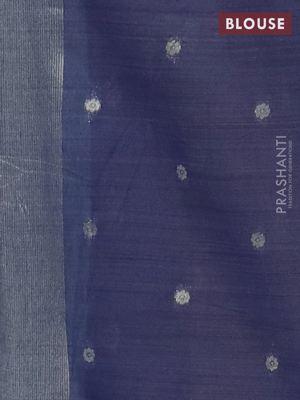 Jamdhani cotton saree teal blue and navy blue with allover thread woven buttas and jamdhani pallu - Image 4