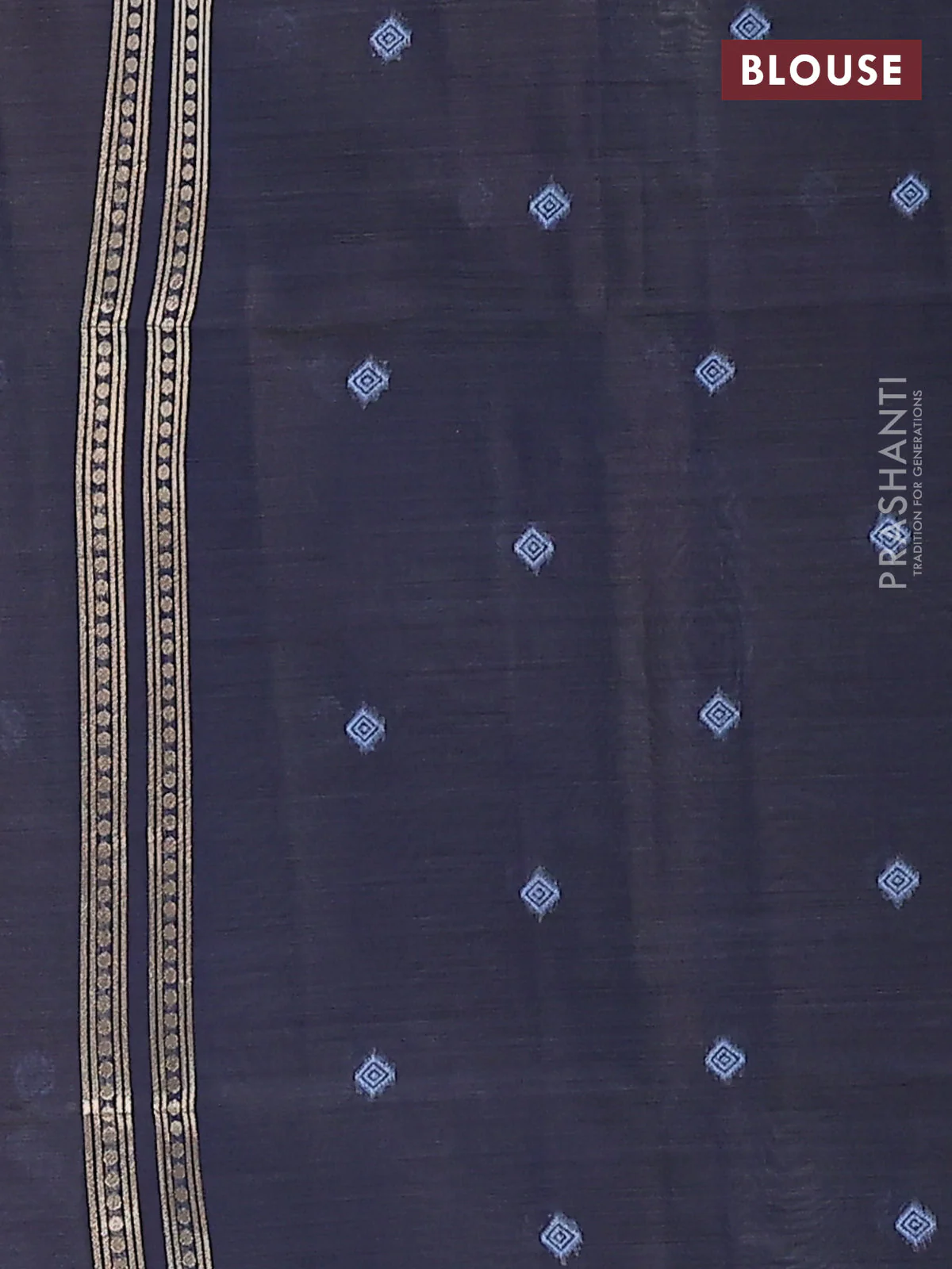 Jamdhani cotton saree teal blue and navy blue with floral thread woven buttas and thread & zari weaving pallu - Image 4