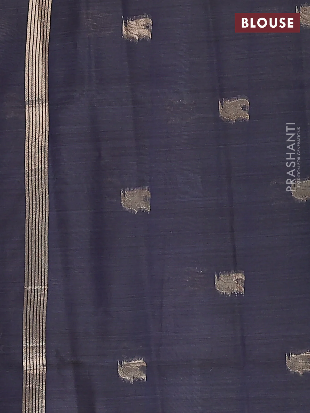 Jamdhani cotton saree teal blue and navy blue with thread woven buttas and thread weaving pallu - Image 4