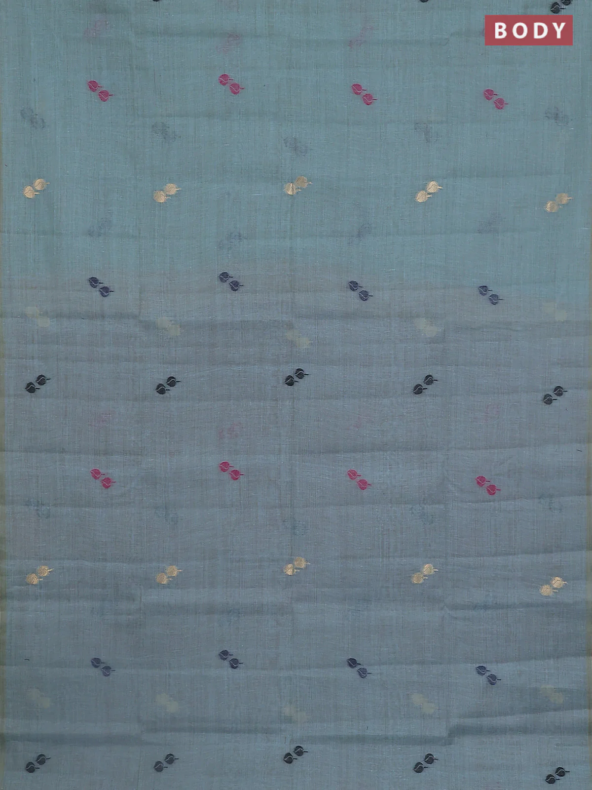 Jamdhani cotton saree teal blue and pink with thread woven buttas and pichwai pallu - Image 2