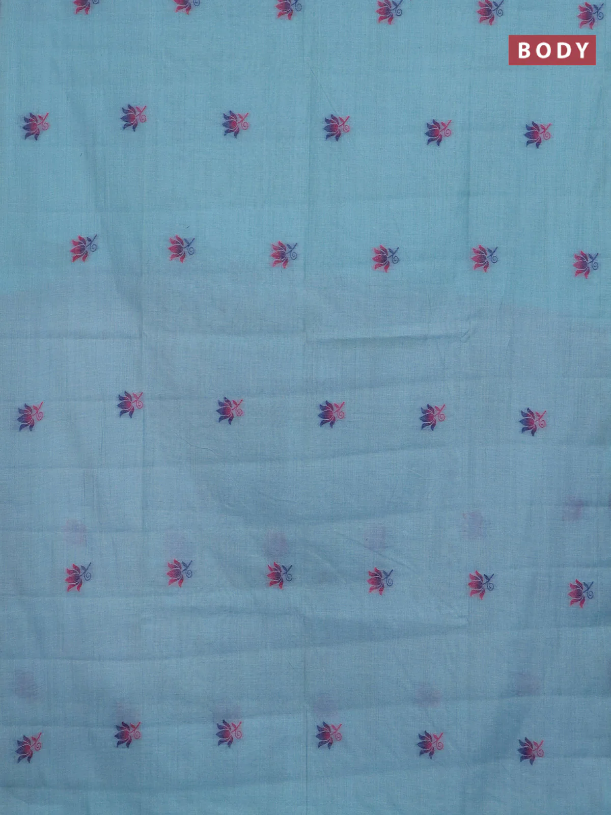Jamdhani cotton saree teal blue and pink with thread woven buttas and jamdhani pallu - Image 2
