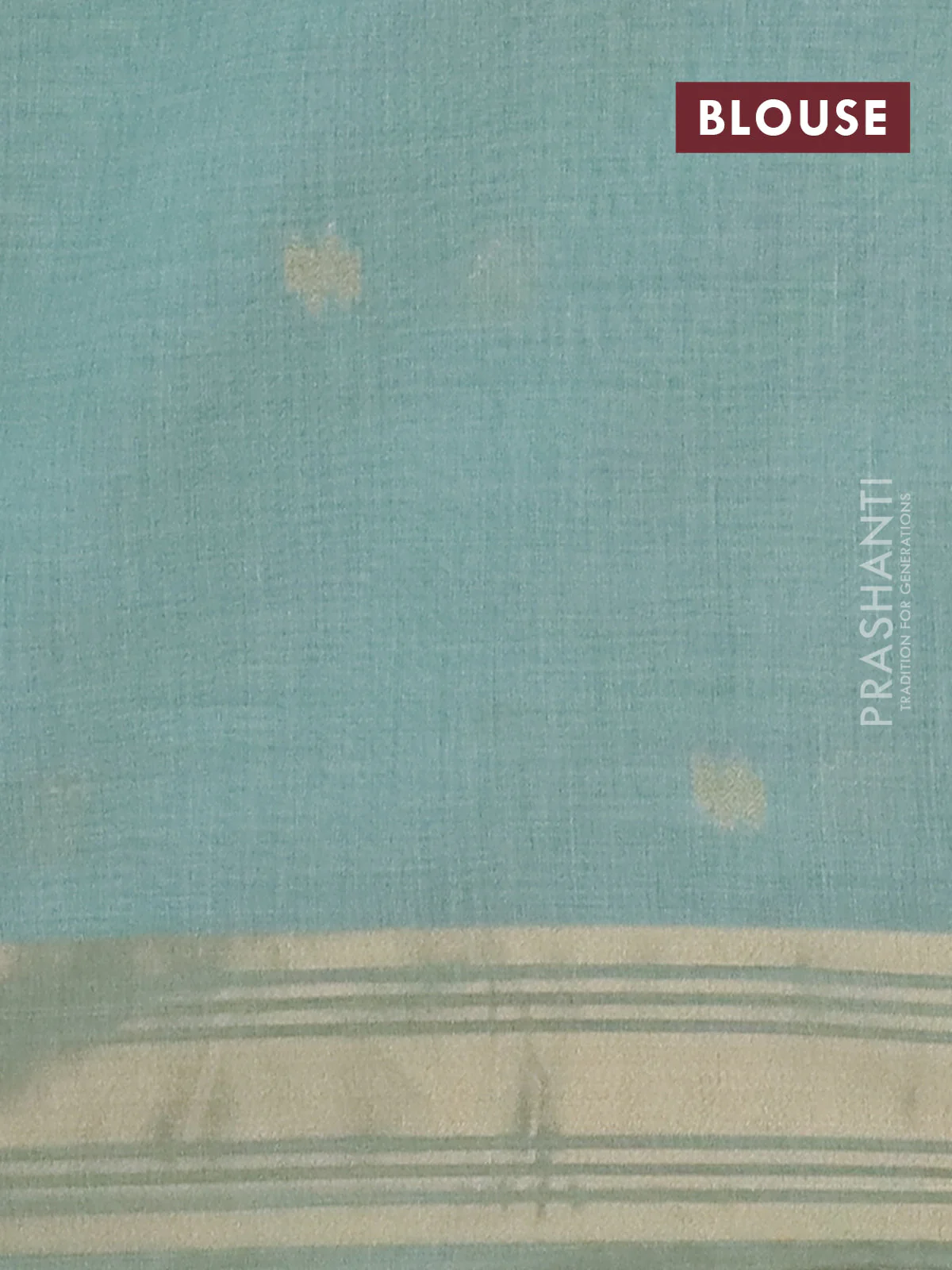 Jamdhani cotton saree teal blue with thread woven buttas & embroidery work and embroidery jamdhani pallu - Image 4