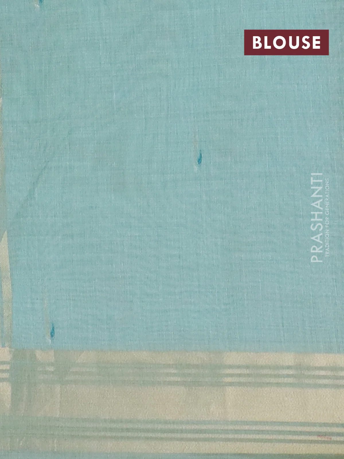 Jamdhani cotton saree teal shade with thread woven buttas & embroidery work and embroidery jamdhani pallu - Image 4