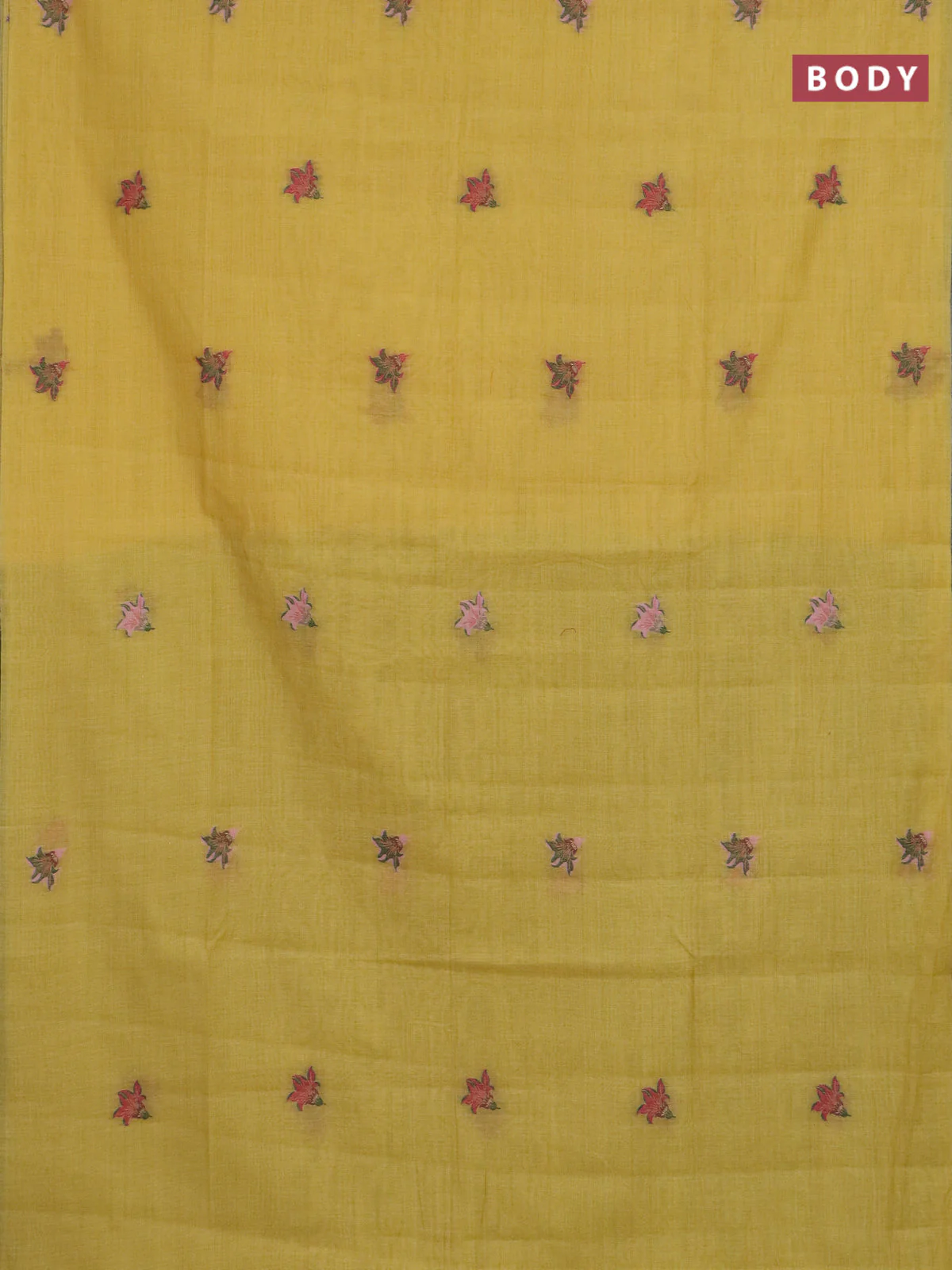 Jamdhani cotton saree yellow and green with allover thread woven buttas and jamdhani pallu - Image 2