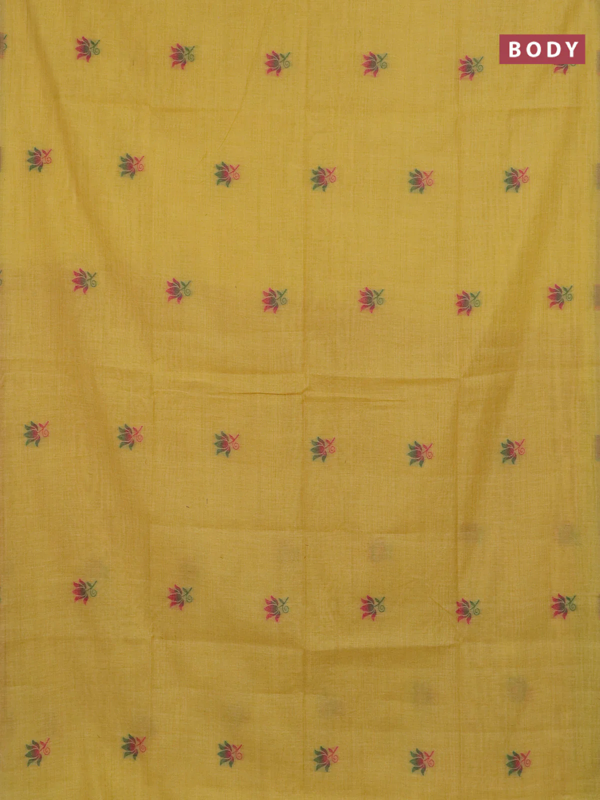 Jamdhani cotton saree yellow and maroon with thread woven buttas and jamdhani pallu - Image 2