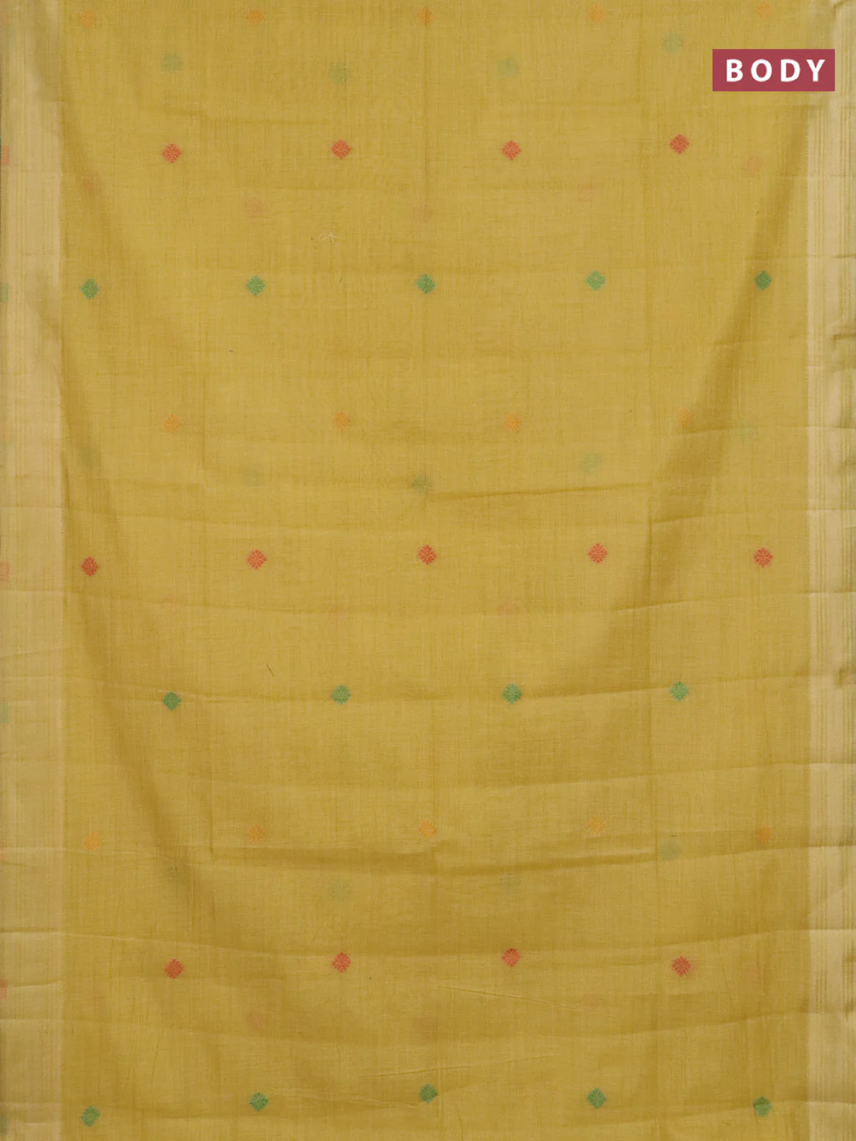 Jamdhani cotton saree yellow with thread woven buttas and jamdhani pallu - Image 2