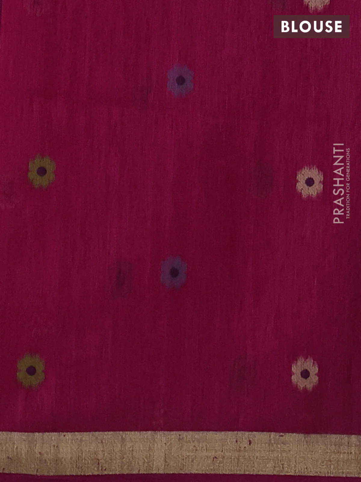 Jute saree pink with floral thread woven buttas and jamdhani pallu - Image 3