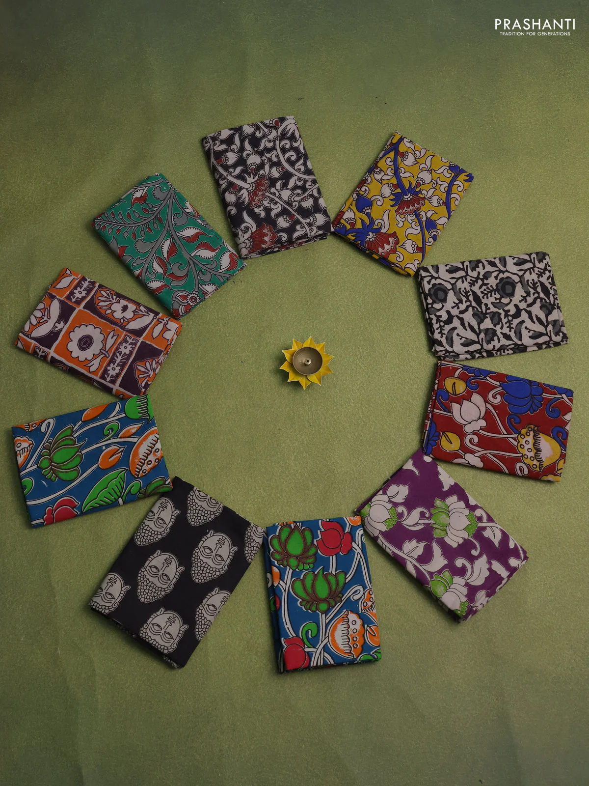 Kalamkari cotton blouse bits and pack of 10