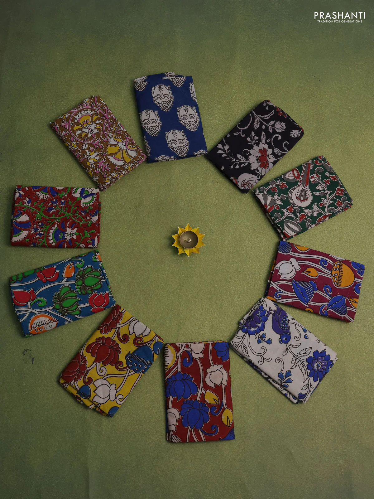 Kalamkari cotton blouse bits multi colour and multi design pack of 10