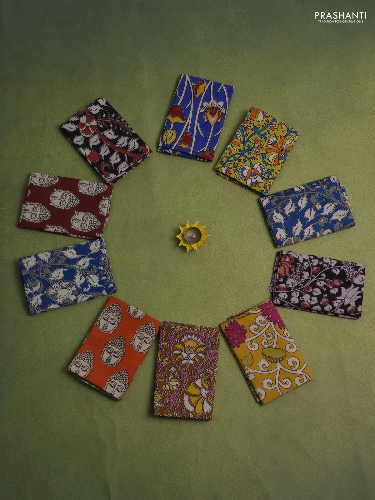 Kalamkari cotton blouse bits multi colour and pack of 10