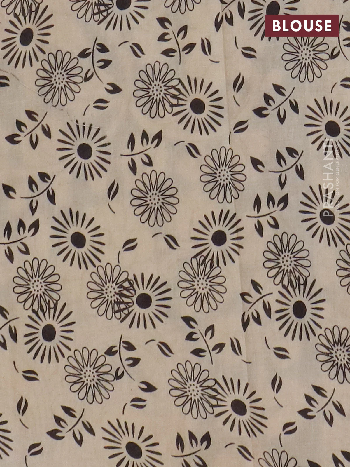 Kalamkari cotton saree black and beige with allover prints and printed border - Image 4