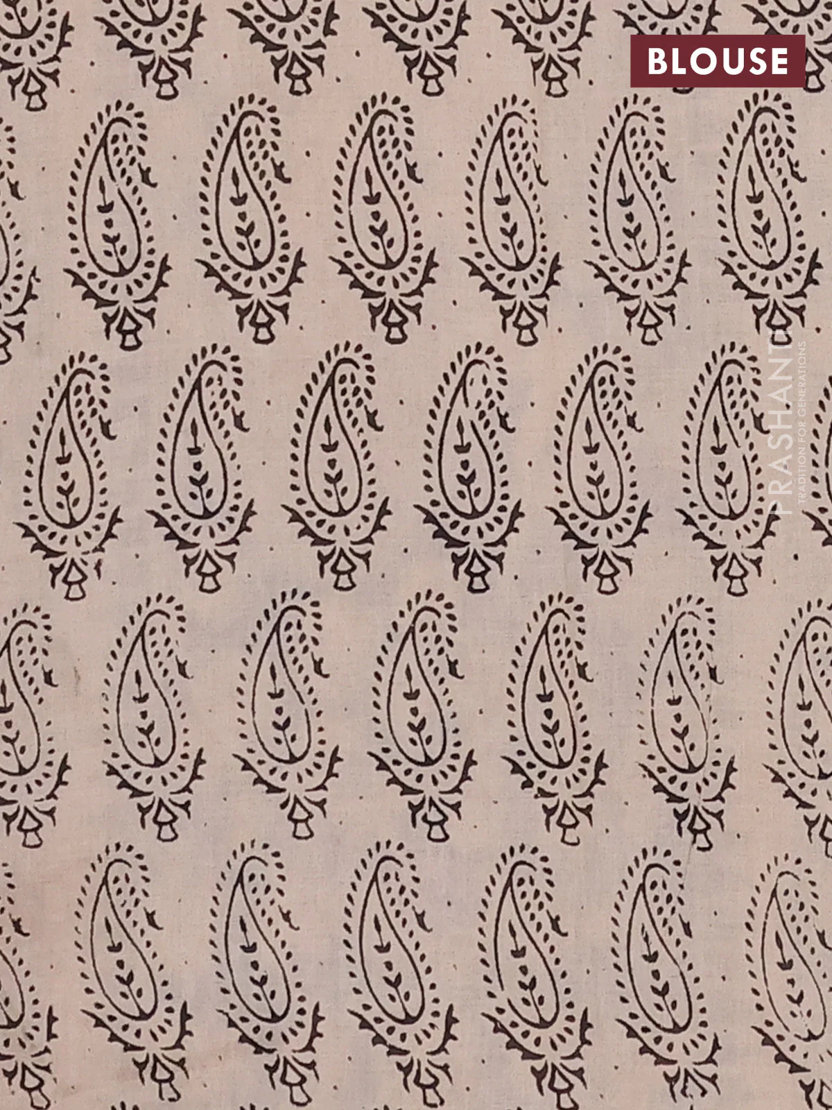 Kalamkari cotton saree black and beige with allover prints and printed border - Image 4