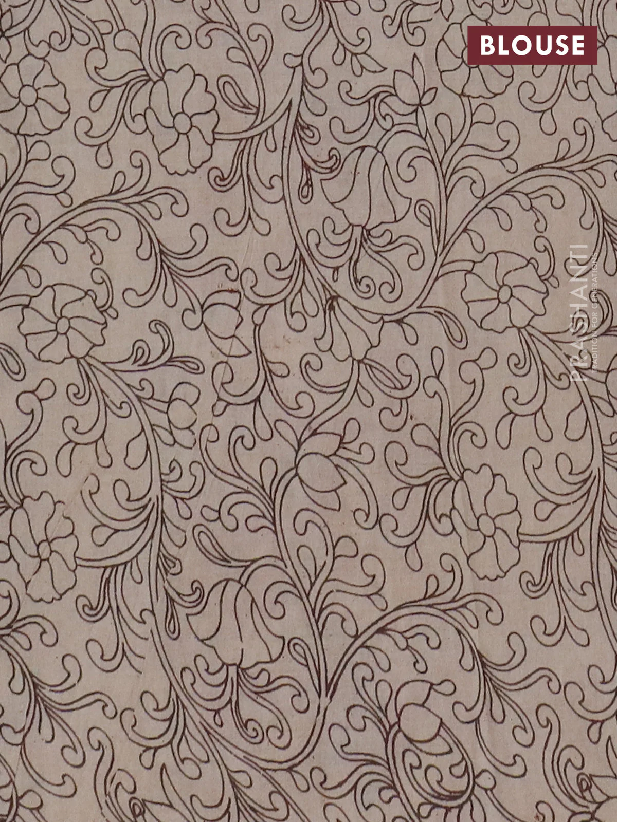 Kalamkari cotton saree black and beige with allover prints and printed border - Image 4