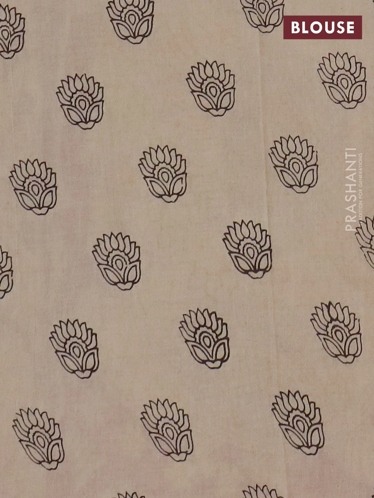 Kalamkari cotton saree black and beige with allover prints and printed border - Image 4
