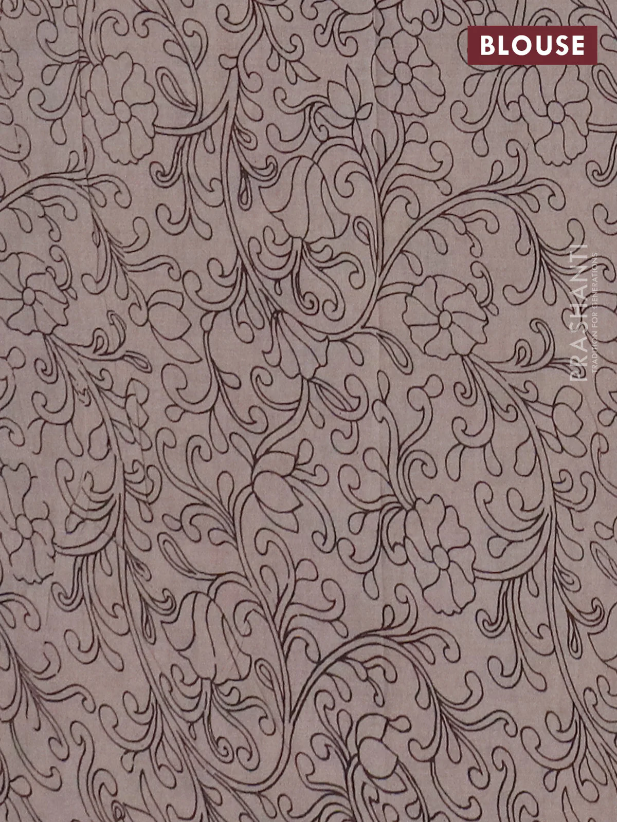Kalamkari cotton saree black and maroon with allover prints and printed border - Image 4