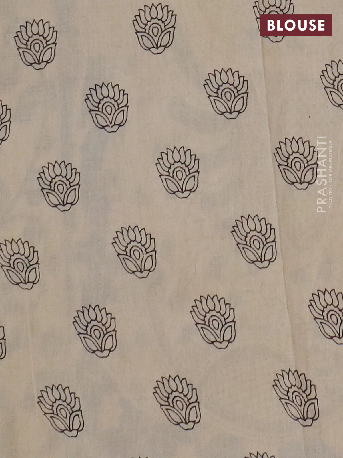 Kalamkari cotton saree blue and grey with allover prints and printed border - Image 4
