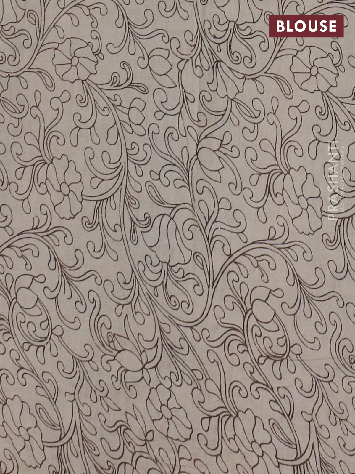 Kalamkari cotton saree blue and pastel blue with allover prints and printed border - Image 4