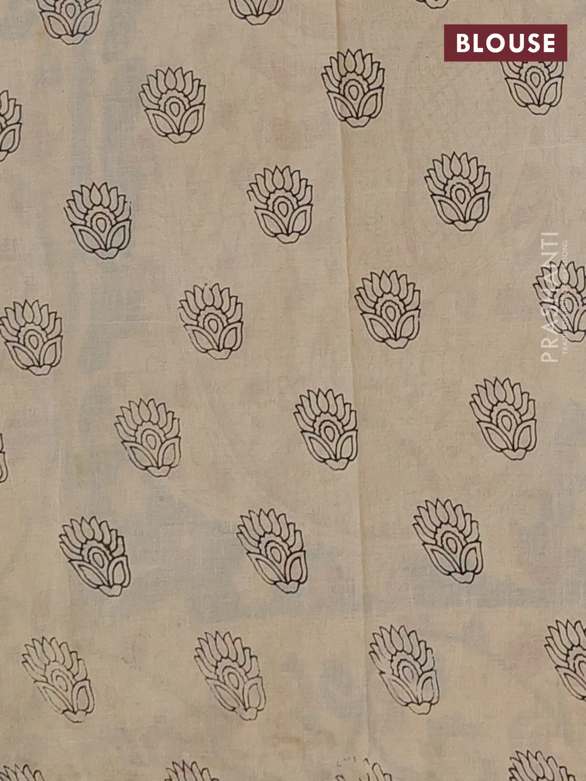 Kalamkari cotton saree blue and pink with allover prints and printed border - Image 4