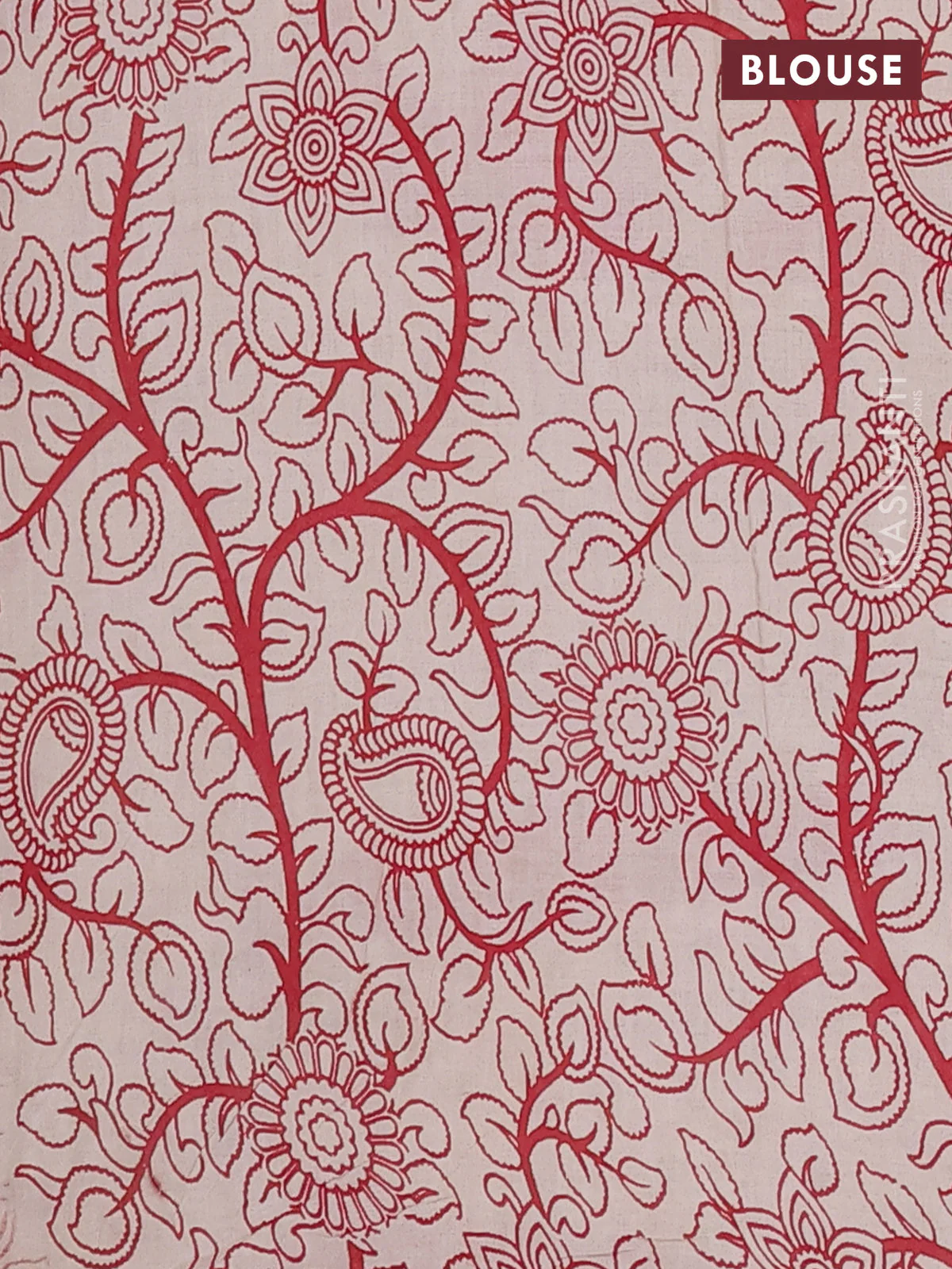 Kalamkari cotton saree brown and maroon with allover prints and printed border - Image 4