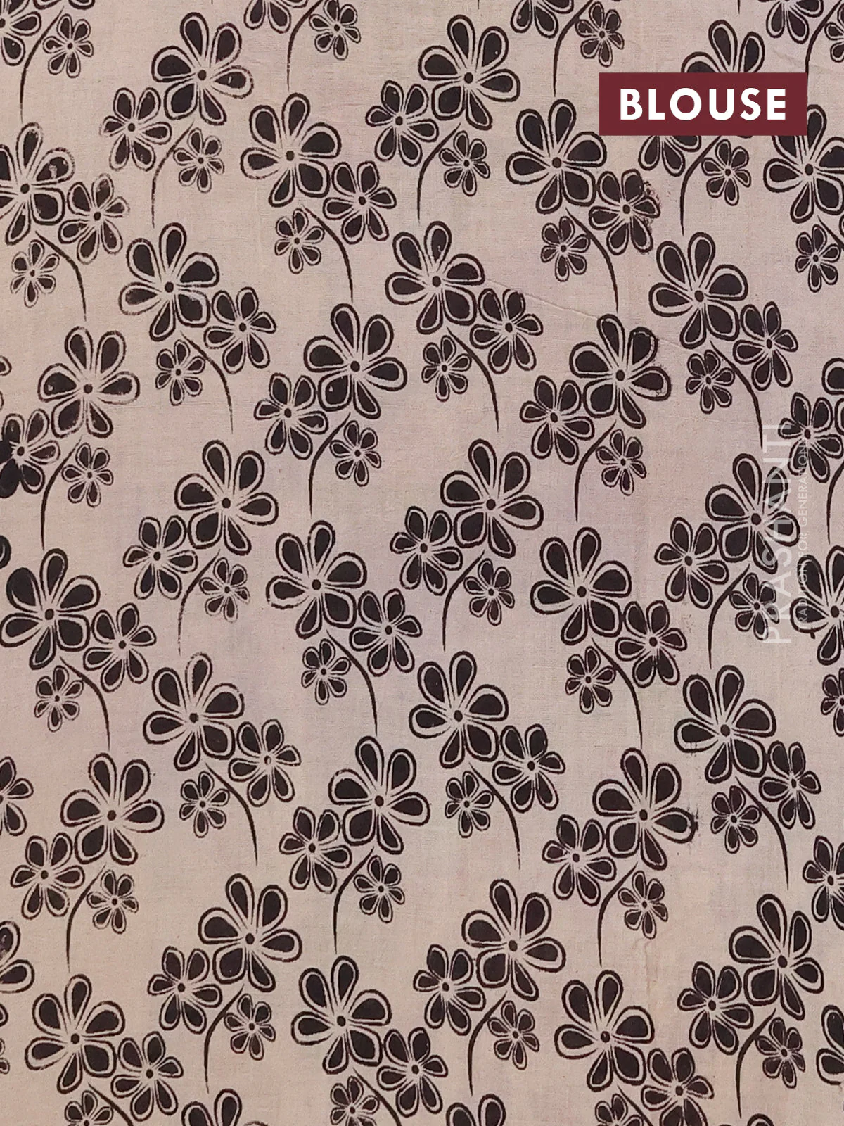 Kalamkari cotton saree green and beige with allover prints and printed border - Image 4