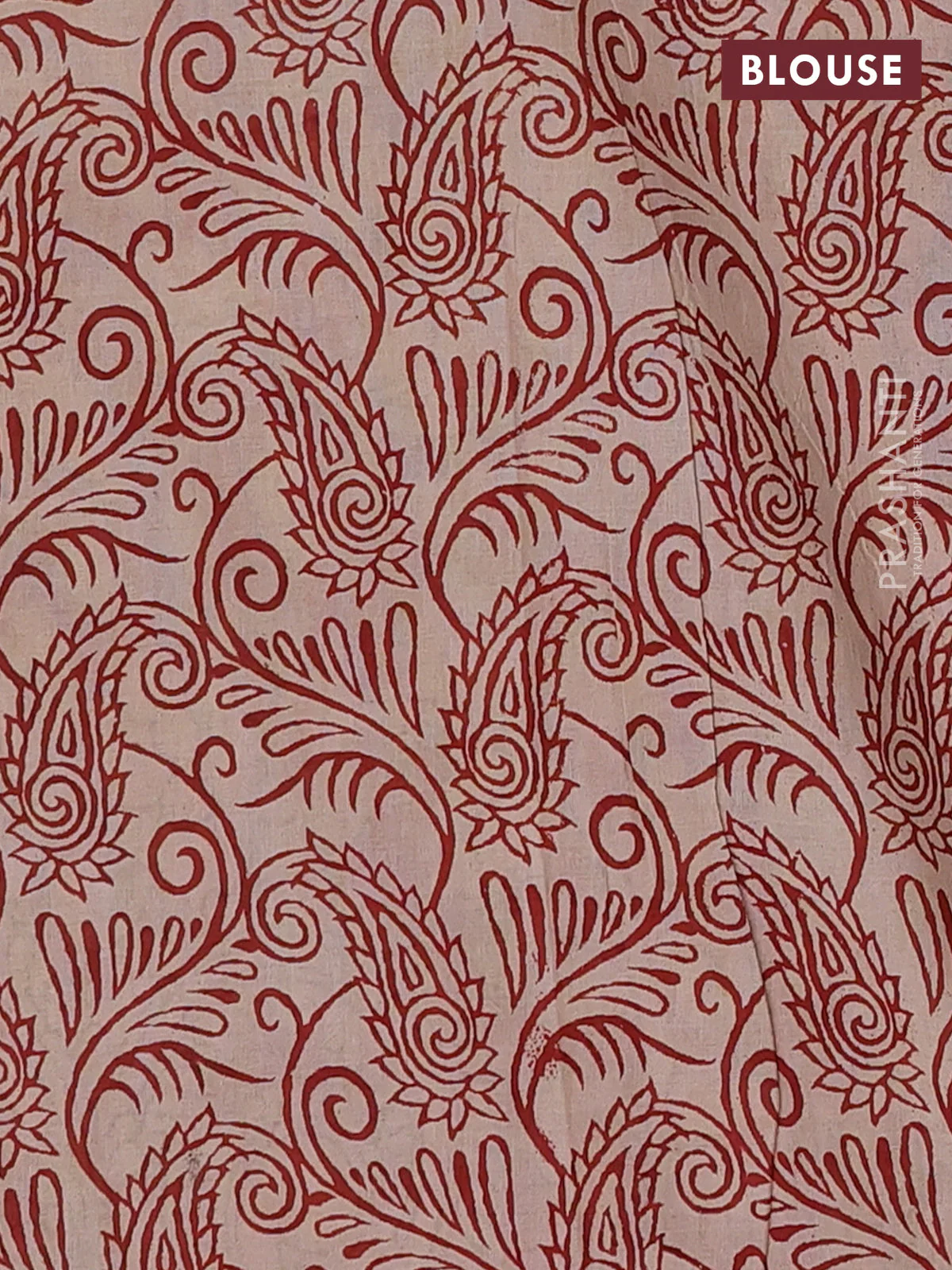 Kalamkari cotton saree green and rust shade with allover prints and printed border - Image 4