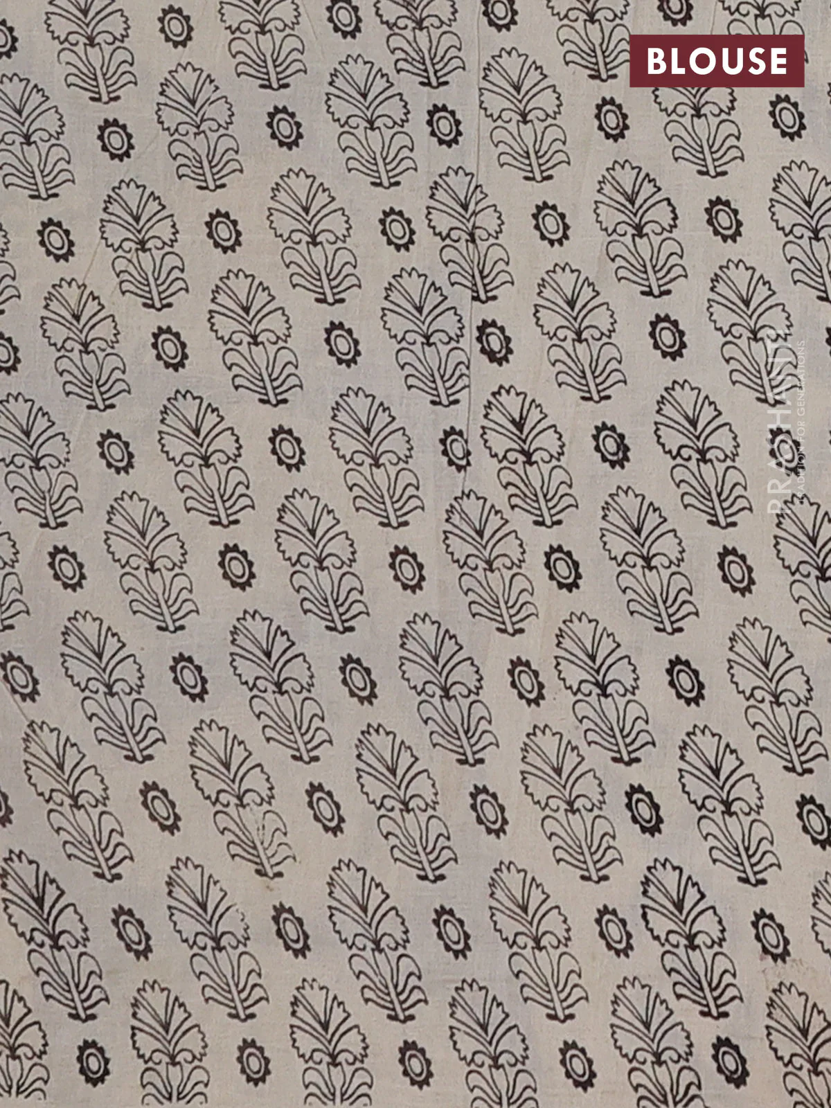 Kalamkari cotton saree lavender and black with allover floral prints and printed border - Image 4
