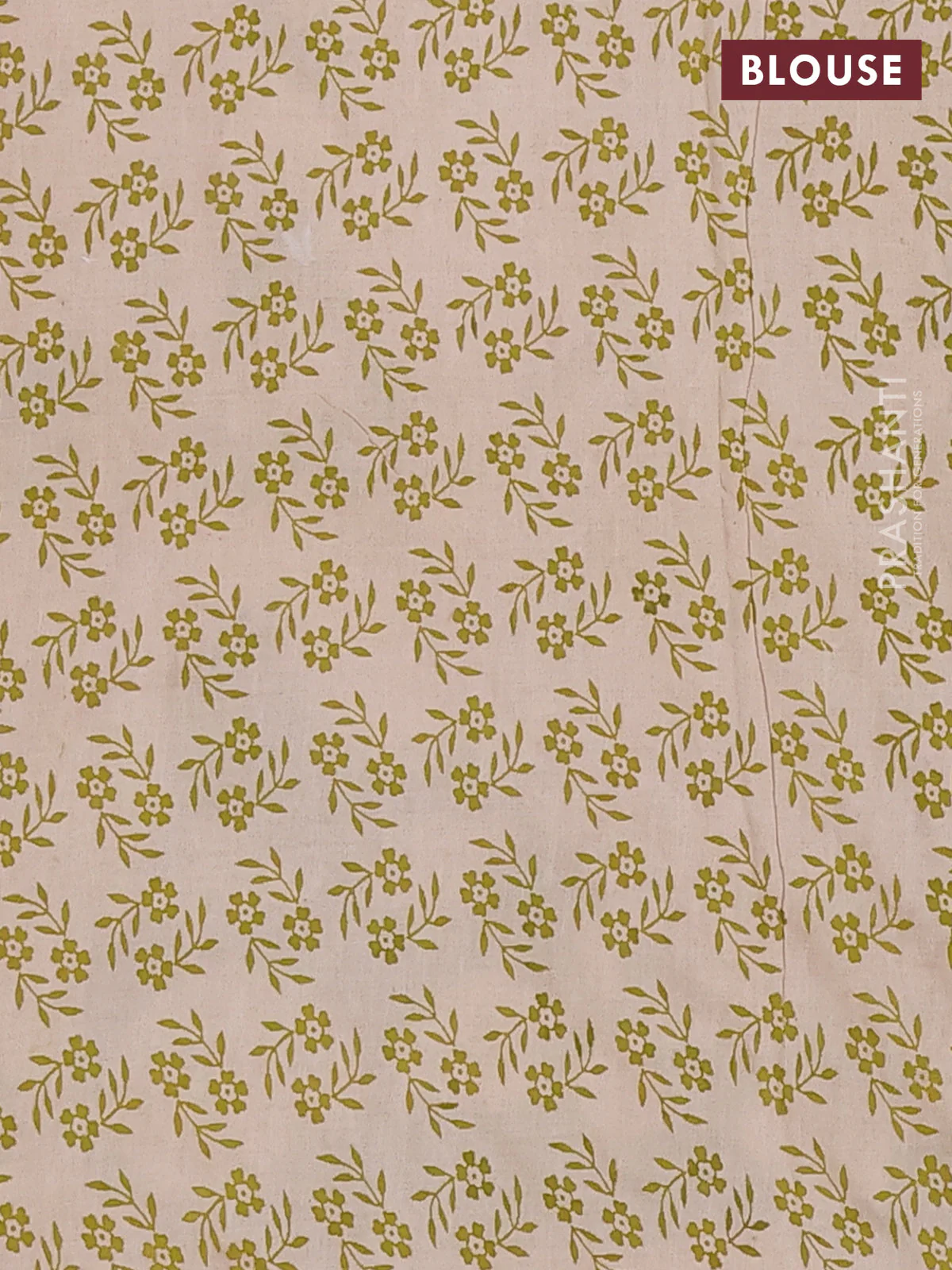 Kalamkari cotton saree light green and beige with allover geomatric prints and printed border - Image 4