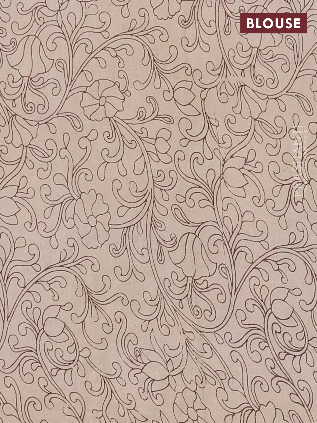 Kalamkari cotton saree light green and beige with allover prints and long printed border - Image 4