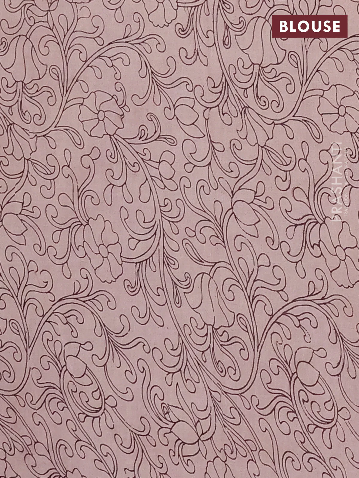 Kalamkari cotton saree maroon and beige with allover prints and long printed border - Image 4