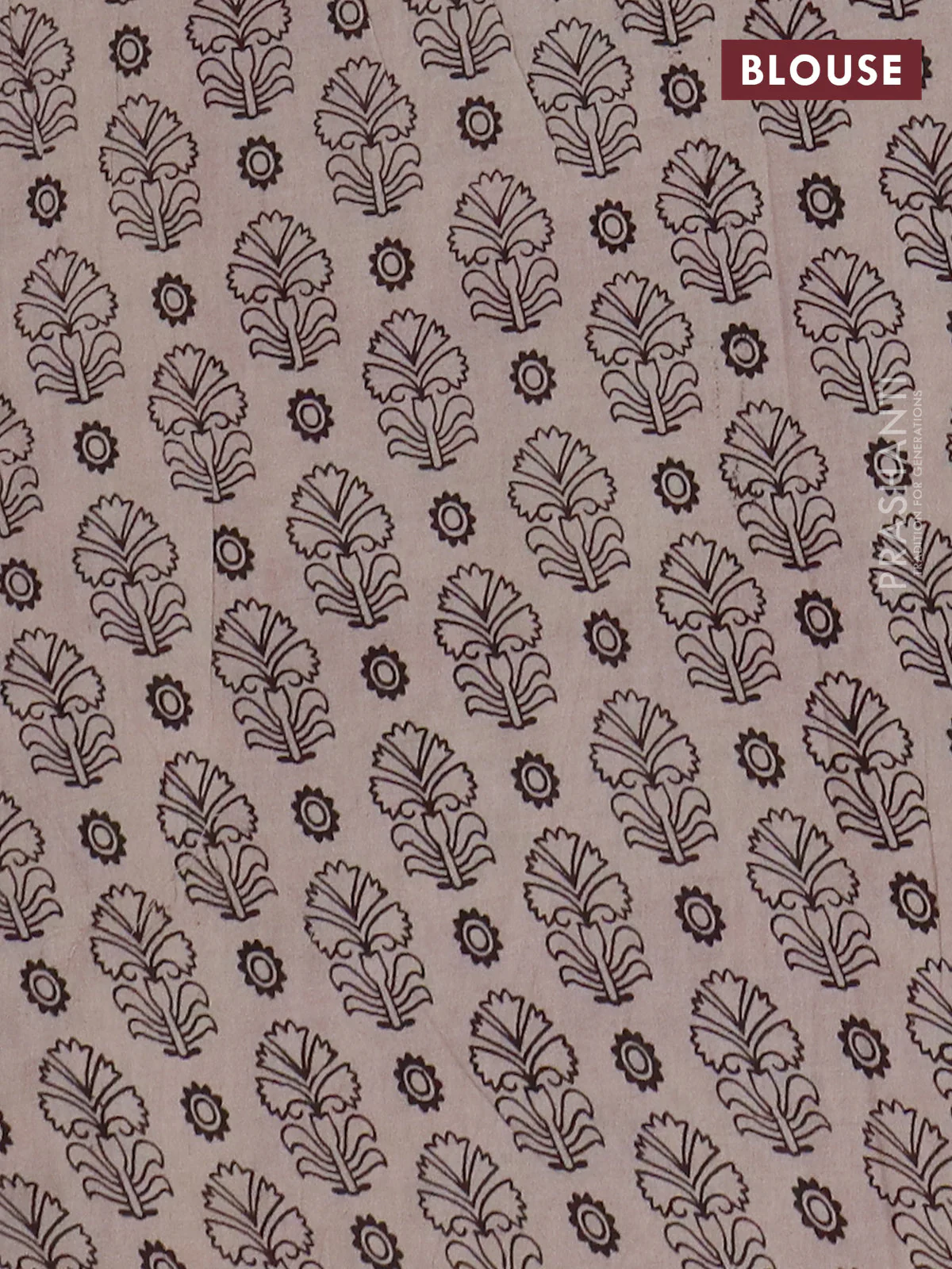 Kalamkari cotton saree maroon and black with allover prints and printed border - Image 4