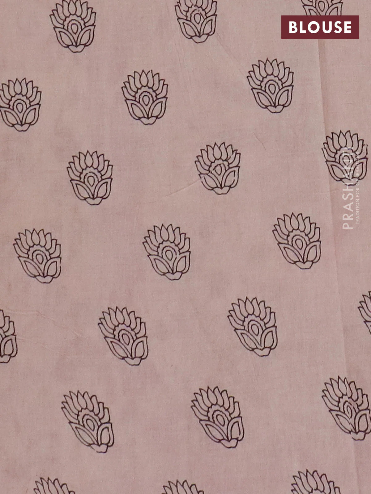 Kalamkari cotton saree maroon and magenta pink with allover prints and long printed border - Image 4