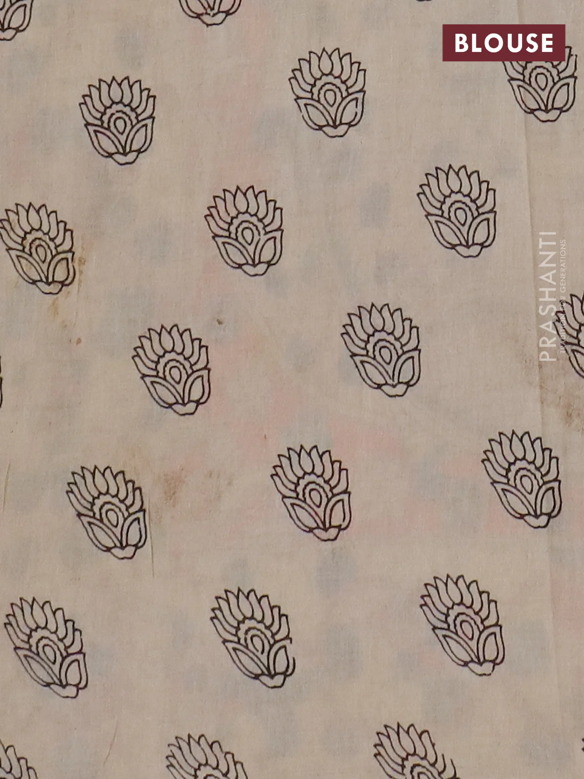 Kalamkari cotton saree orange and blue with allover prints and printed border - Image 4