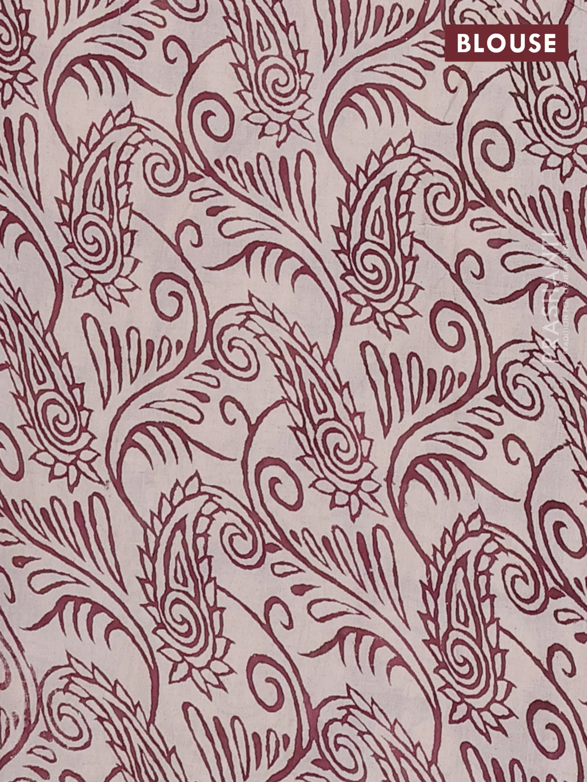 Kalamkari cotton saree orange and deep maroon with allover prints and printed border - Image 4