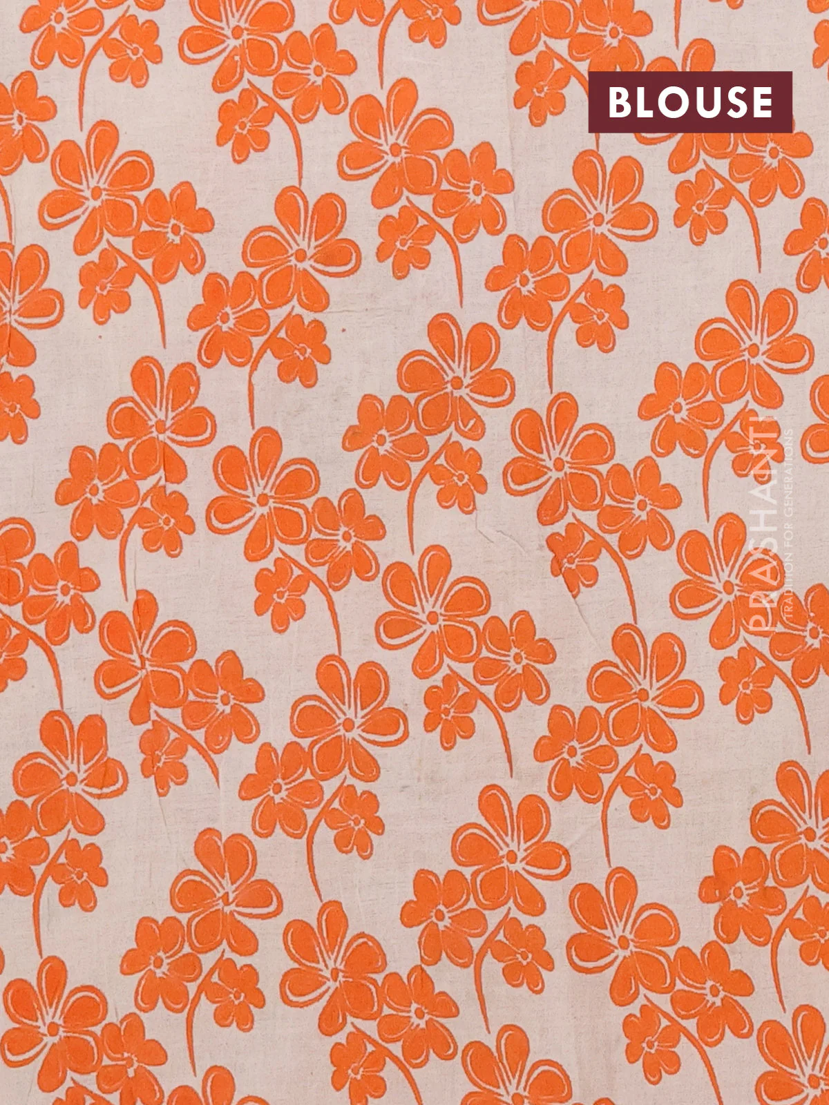 Kalamkari cotton saree orange and pink with allover prints and printed border - Image 4