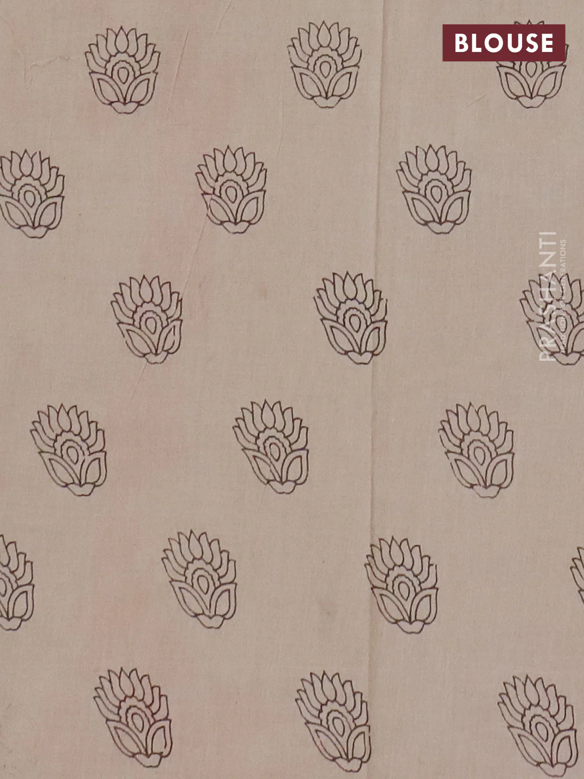 Kalamkari cotton saree orange with allover ikat prints and printed border - Image 4