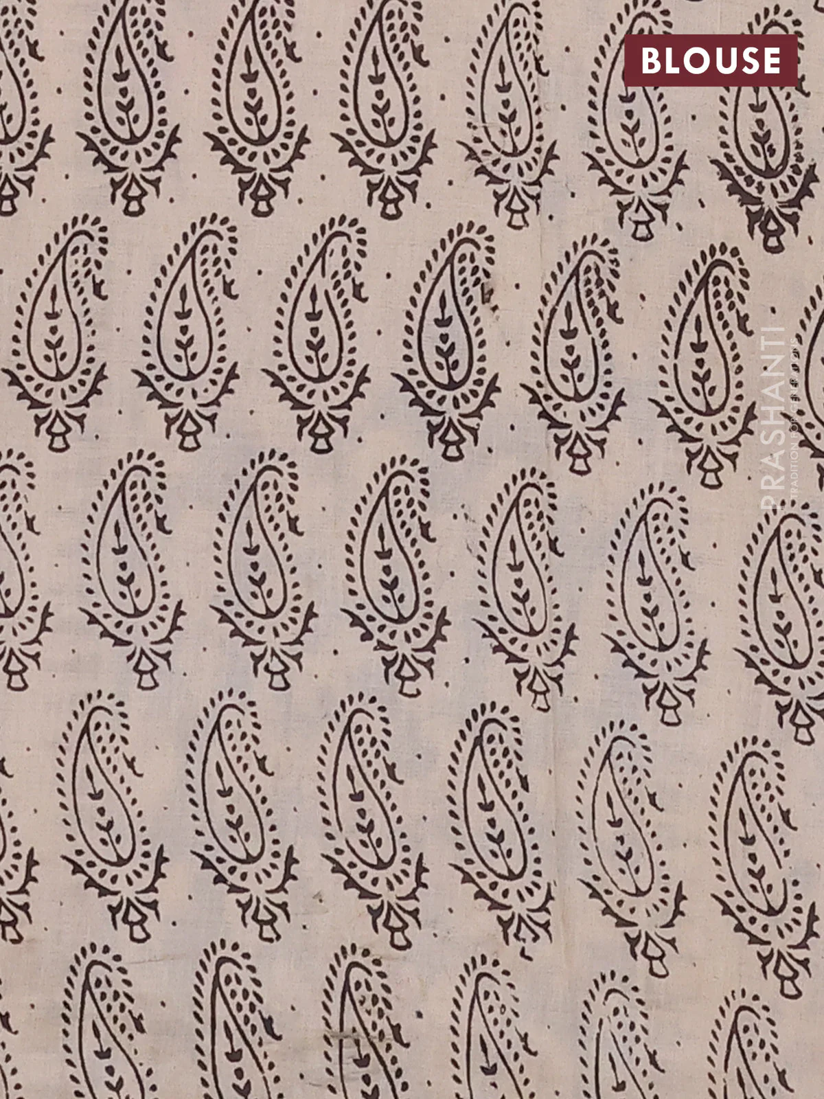 Kalamkari cotton saree peacock blue and beige with allover prints and printed border - Image 4
