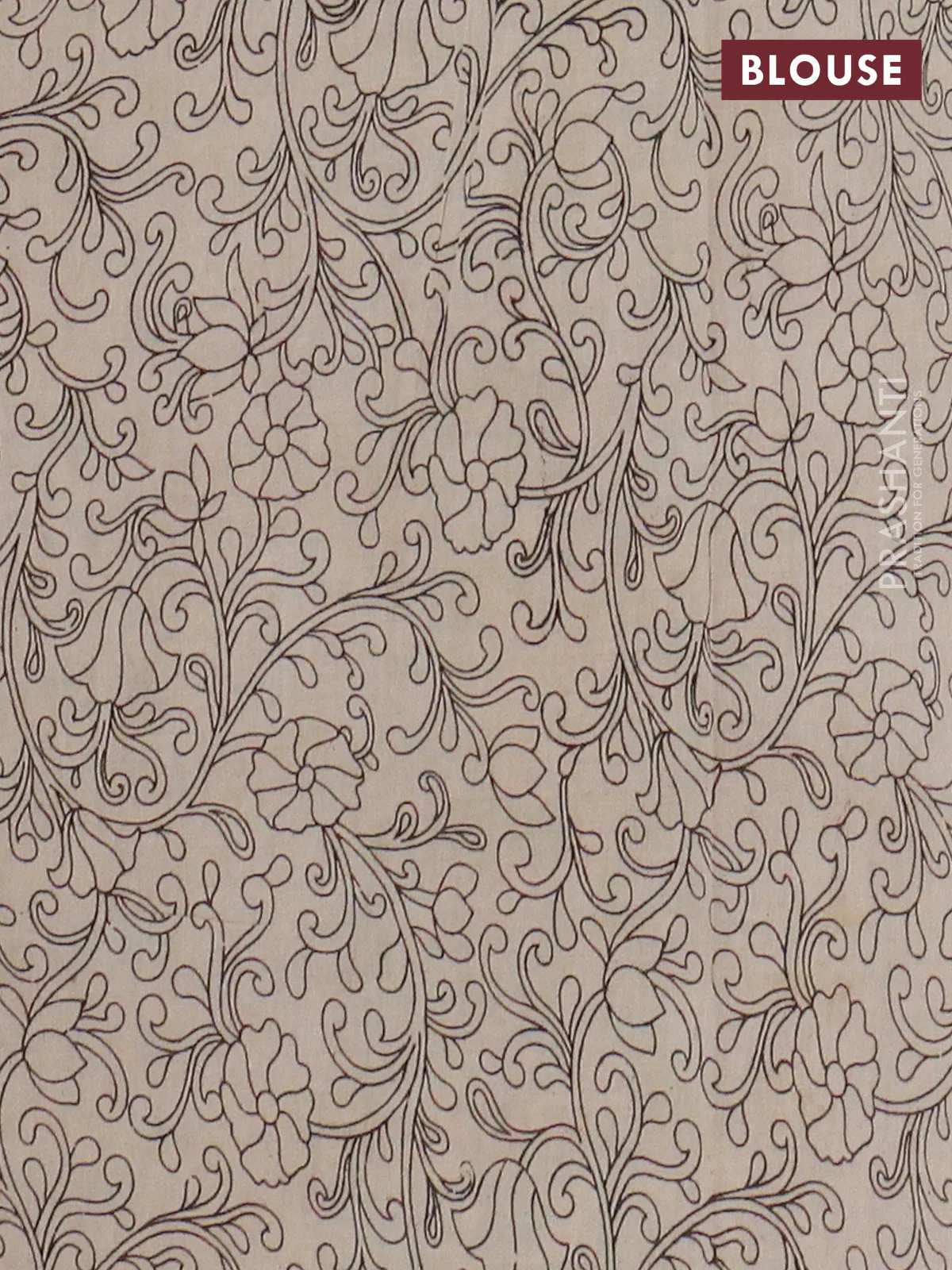 Kalamkari cotton saree violet and green with allover prints and printed border - Image 4