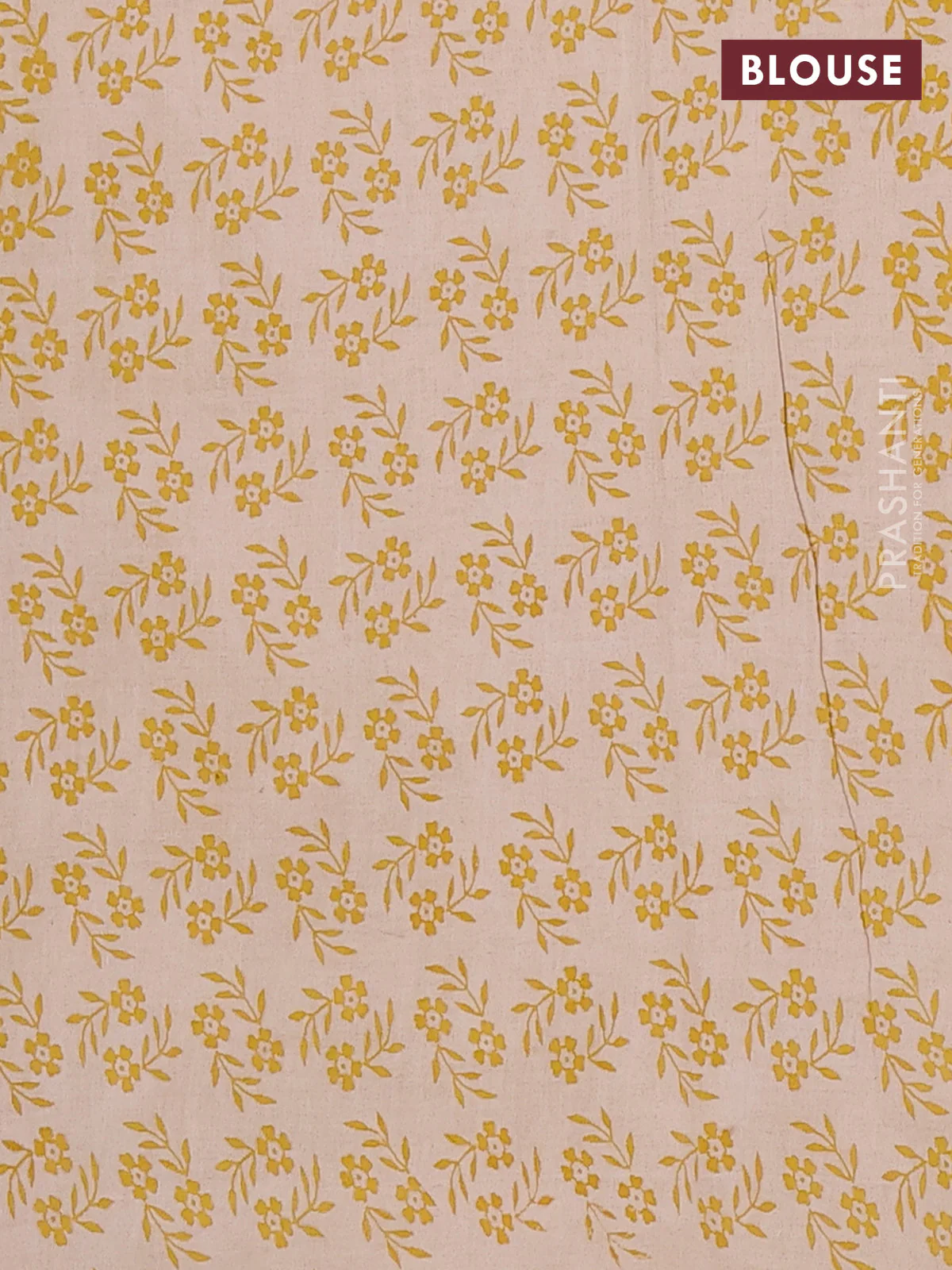 Kalamkari cotton saree yellow and beige with allover geomatric prints and printed border - Image 4