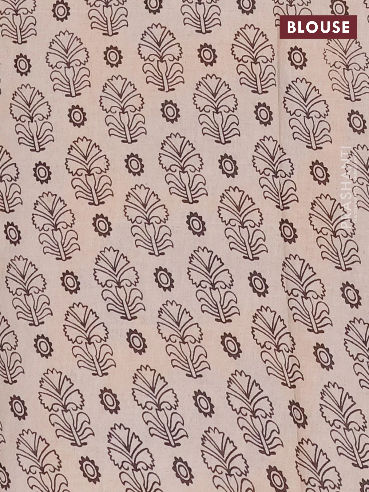 Kalamkari cotton saree yellow and beige with allover prints and printed border - Image 4