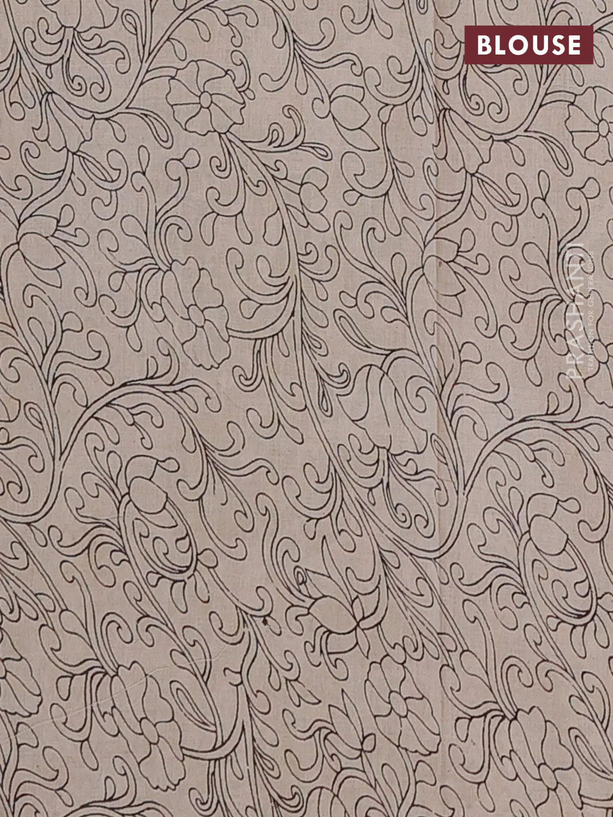Kalamkari cotton saree yellow and light green with allover prints and printed border - Image 4